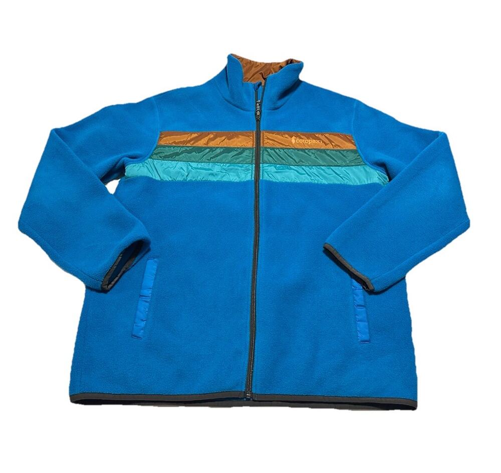 Cotopaxi Men’s Teca Blue Brown Striped Full Zip Fleece Jacket XL